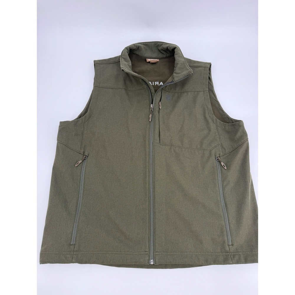 Ariat Vernon 2.0 Softshell Vest Mens XL Olive Green Full Zip Fleece 10032930